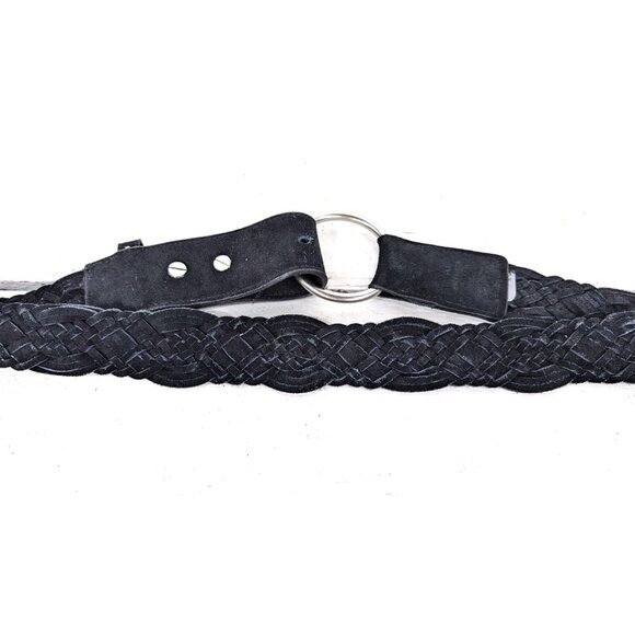 Vintage black suede leather braided boho belt - Picture 5 of 5